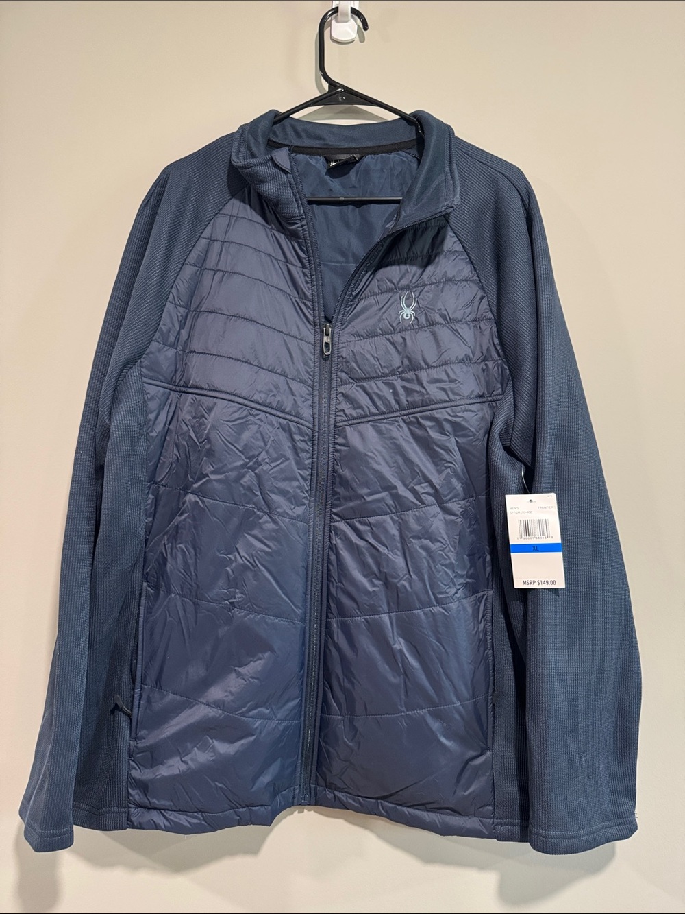 Spyder Men's Dark Blue Quilted Hybrid Performance Jacket